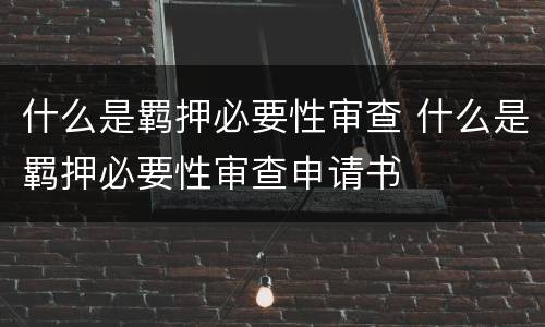 什么是羁押必要性审查 什么是羁押必要性审查申请书
