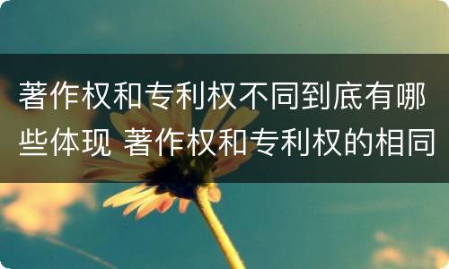 著作权和专利权不同到底有哪些体现 著作权和专利权的相同