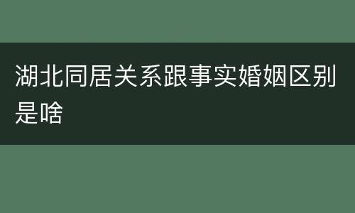 湖北同居关系跟事实婚姻区别是啥