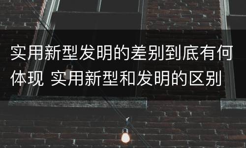 实用新型发明的差别到底有何体现 实用新型和发明的区别