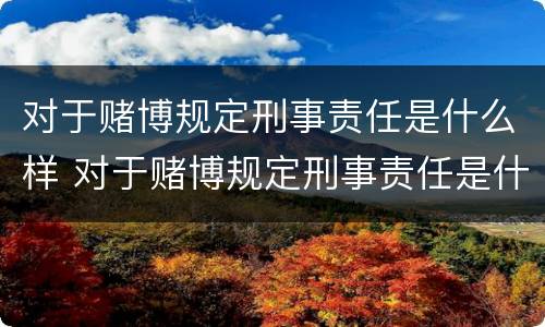 对于赌博规定刑事责任是什么样 对于赌博规定刑事责任是什么样的