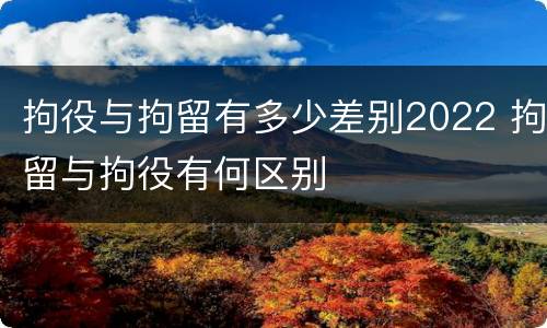 拘役与拘留有多少差别2022 拘留与拘役有何区别