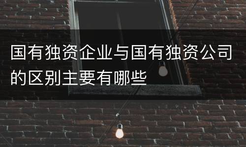 国有独资企业与国有独资公司的区别主要有哪些