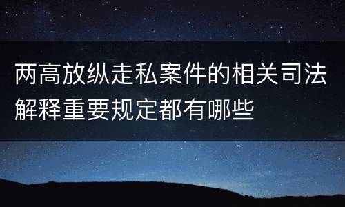 两高放纵走私案件的相关司法解释重要规定都有哪些