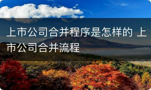 上市公司合并程序是怎样的 上市公司合并流程