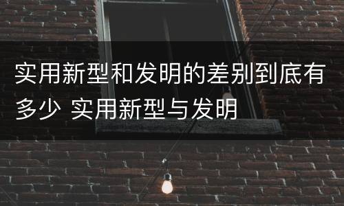 实用新型和发明的差别到底有多少 实用新型与发明