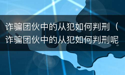 诈骗团伙中的从犯如何判刑（诈骗团伙中的从犯如何判刑呢）