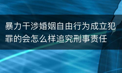 暴力干涉婚姻自由行为成立犯罪的会怎么样追究刑事责任