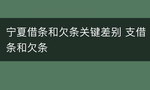 宁夏借条和欠条关键差别 支借条和欠条