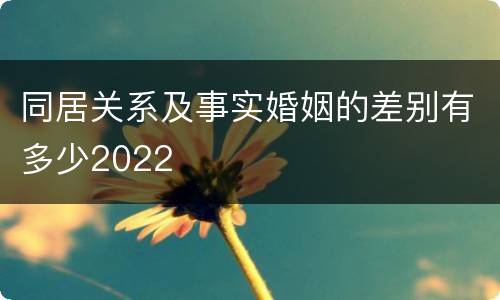 同居关系及事实婚姻的差别有多少2022