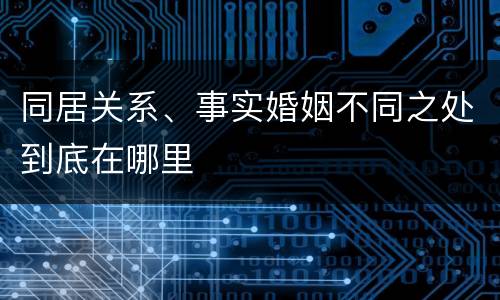同居关系、事实婚姻不同之处到底在哪里