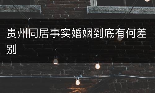 贵州同居事实婚姻到底有何差别