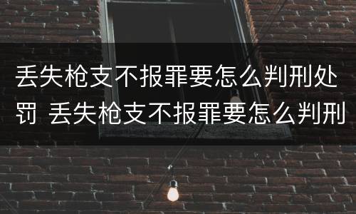 丢失枪支不报罪要怎么判刑处罚 丢失枪支不报罪要怎么判刑处罚呢