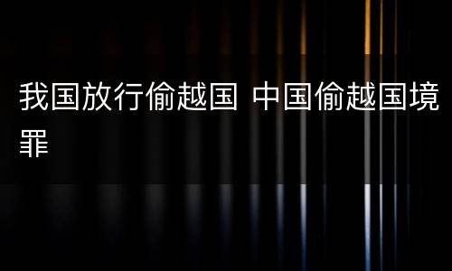 我国放行偷越国 中国偷越国境罪