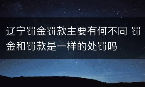 辽宁罚金罚款主要有何不同 罚金和罚款是一样的处罚吗