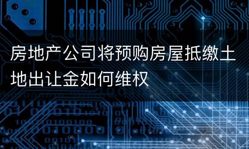 房地产公司将预购房屋抵缴土地出让金如何维权