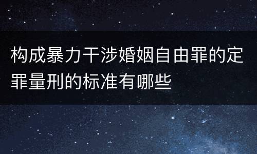 构成暴力干涉婚姻自由罪的定罪量刑的标准有哪些