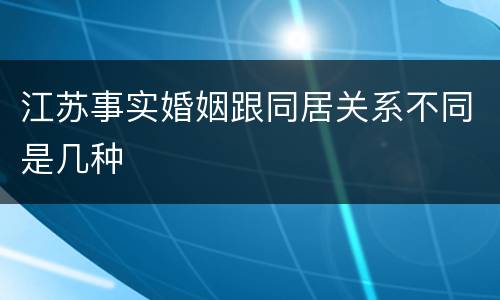 江苏事实婚姻跟同居关系不同是几种