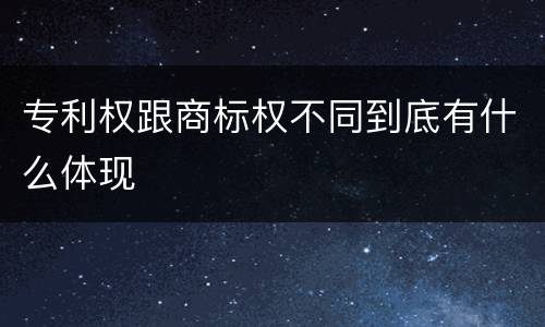 专利权跟商标权不同到底有什么体现