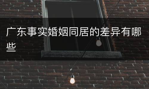 广东事实婚姻同居的差异有哪些