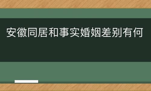 安徽同居和事实婚姻差别有何