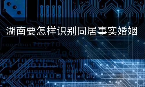 湖南要怎样识别同居事实婚姻