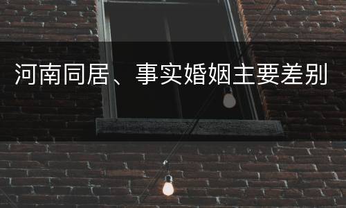 河南同居、事实婚姻主要差别