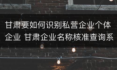 甘肃要如何识别私营企业个体企业 甘肃企业名称核准查询系统