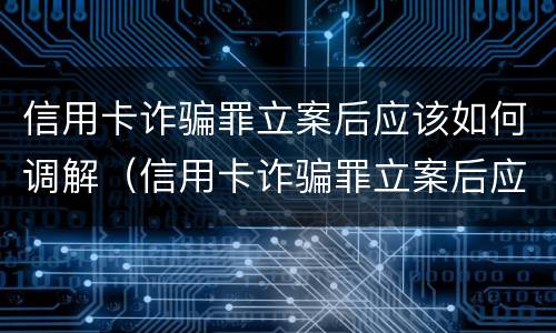 信用卡诈骗罪立案后应该如何调解（信用卡诈骗罪立案后应该如何调解呢）