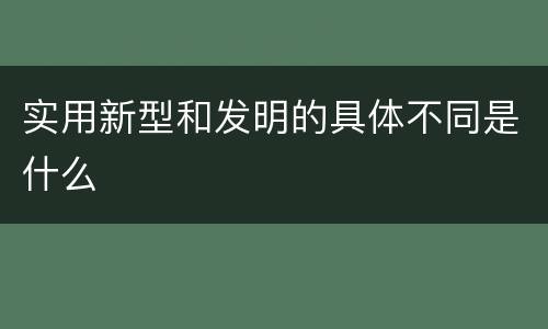 实用新型和发明的具体不同是什么