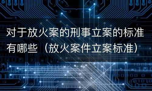 对于放火案的刑事立案的标准有哪些（放火案件立案标准）