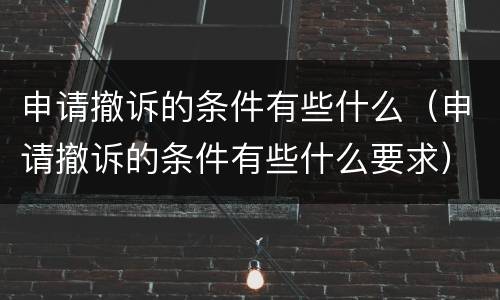 申请撤诉的条件有些什么（申请撤诉的条件有些什么要求）