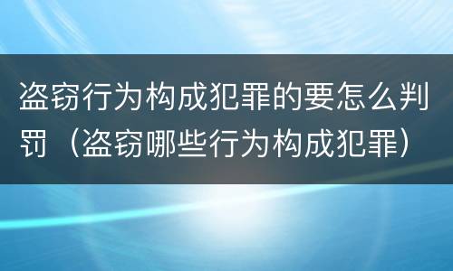 盗窃行为构成犯罪的要怎么判罚（盗窃哪些行为构成犯罪）