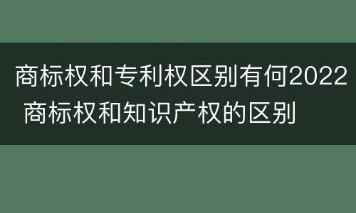 商标权和专利权区别有何2022 商标权和知识产权的区别