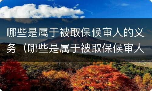 哪些是属于被取保候审人的义务（哪些是属于被取保候审人的义务和义务）