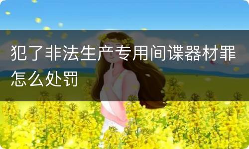 犯了非法生产专用间谍器材罪怎么处罚
