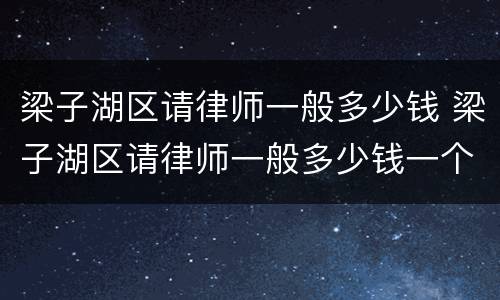 梁子湖区请律师一般多少钱 梁子湖区请律师一般多少钱一个月