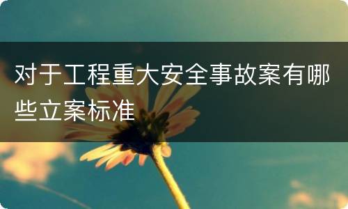 对于工程重大安全事故案有哪些立案标准