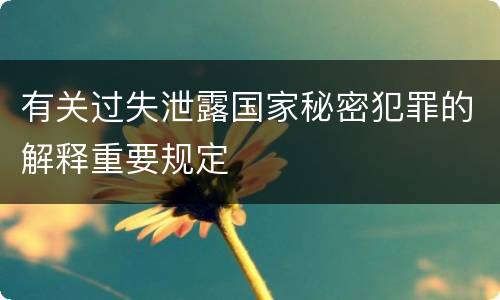 有关过失泄露国家秘密犯罪的解释重要规定