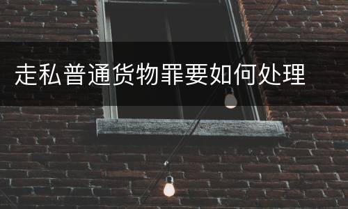 走私普通货物罪要如何处理