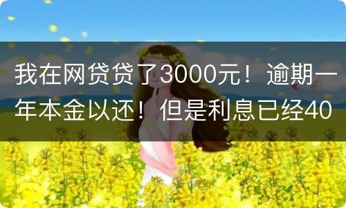 我在网贷贷了3000元！逾期一年本金以还！但是利息已经4000多了我不还行吗