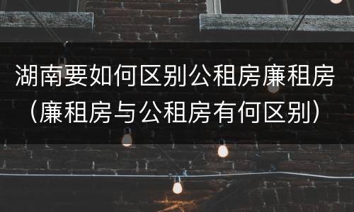 湖南要如何区别公租房廉租房（廉租房与公租房有何区别）