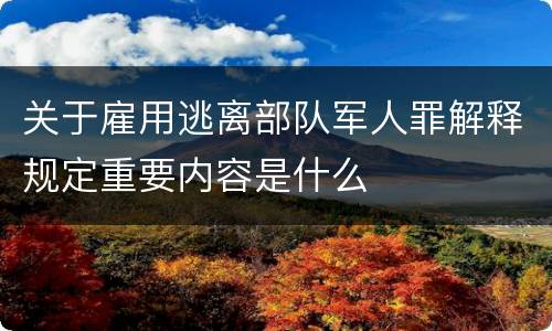 关于雇用逃离部队军人罪解释规定重要内容是什么