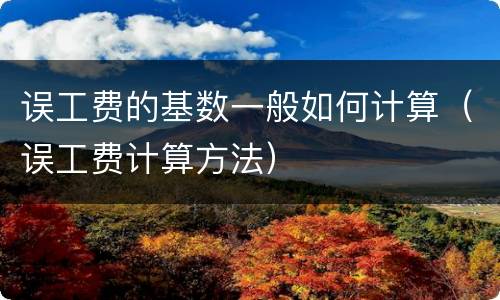 误工费的基数一般如何计算（误工费计算方法）