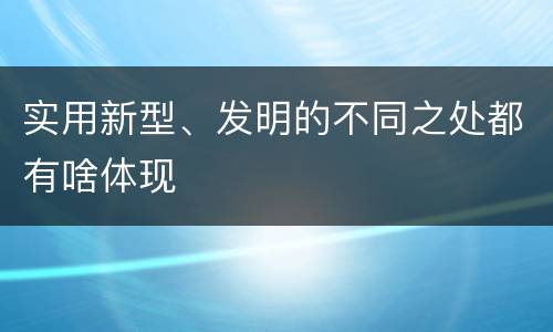 实用新型、发明的不同之处都有啥体现