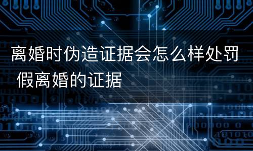 离婚时伪造证据会怎么样处罚 假离婚的证据