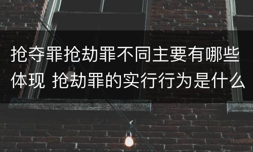 抢夺罪抢劫罪不同主要有哪些体现 抢劫罪的实行行为是什么