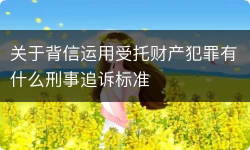 关于背信运用受托财产犯罪有什么刑事追诉标准