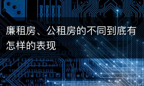 廉租房、公租房的不同到底有怎样的表现