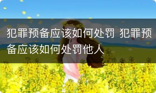 犯罪预备应该如何处罚 犯罪预备应该如何处罚他人